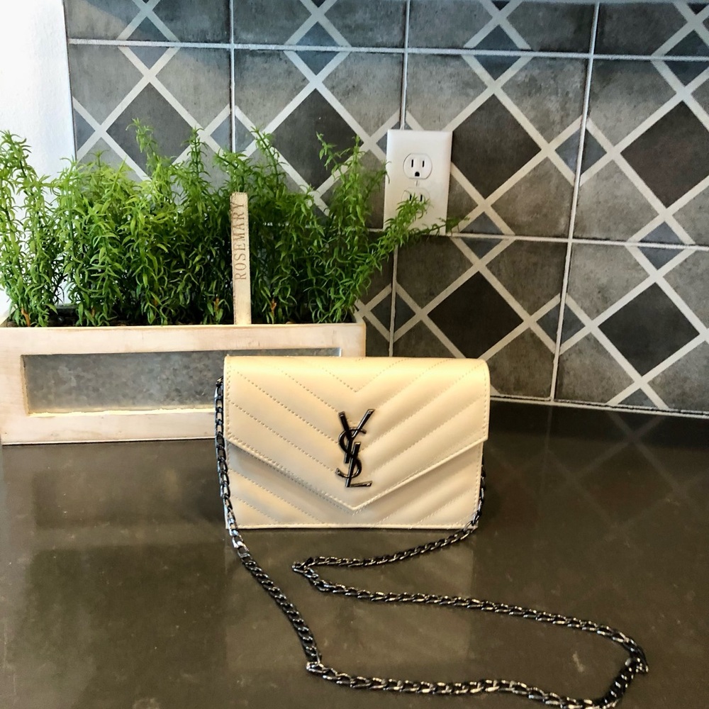 Yves Saint Laurent Cream Quilted Chain Bag